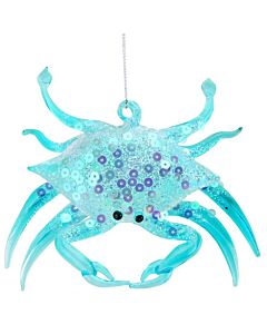 Gisela Graham Opaque Blue Glass/Sequin Crab Decoration